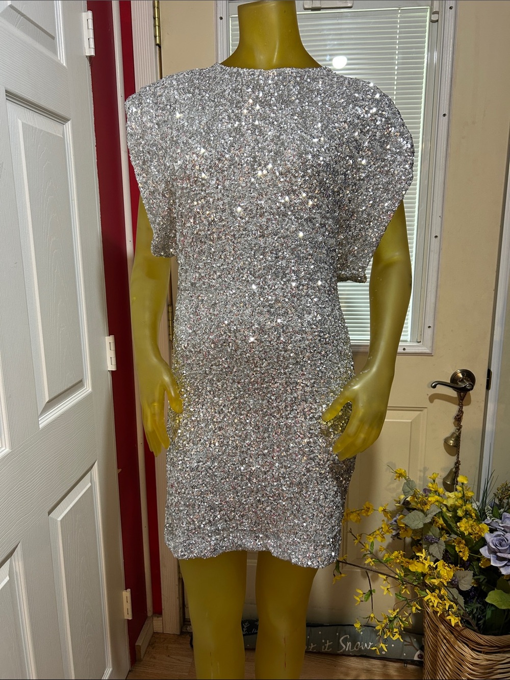 NWT Wisteria Lane Silver Sequin Mini Dress - Sparkling Event Style